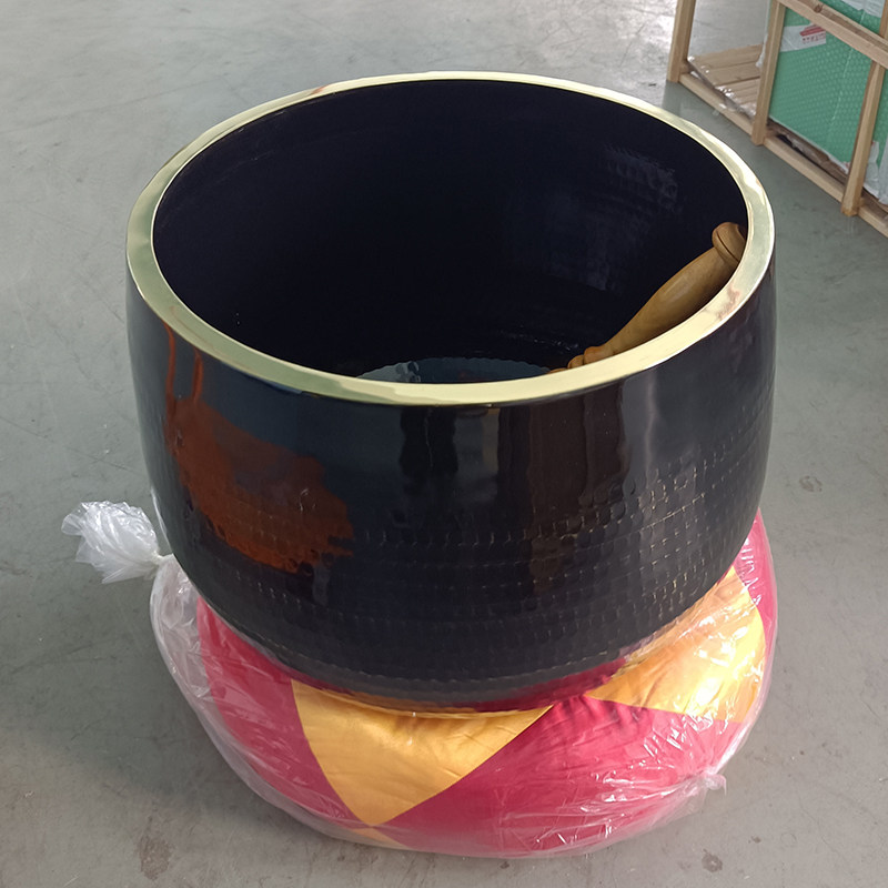 20寸铜磬钵盂法器佛音碗铜钵佛具大庆黑铜磬大号樟木木鱼寺院用品