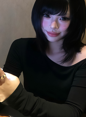 美式辣妹黑色长袖t恤女秋季25新款修身显瘦百搭打底斜肩体恤上衣