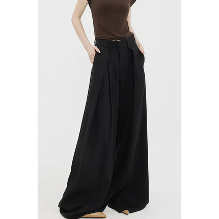 原SUN11 STUDIO西装裤女2025秋冬新款宽松高腰垂感拖地裤阔腿裤潮