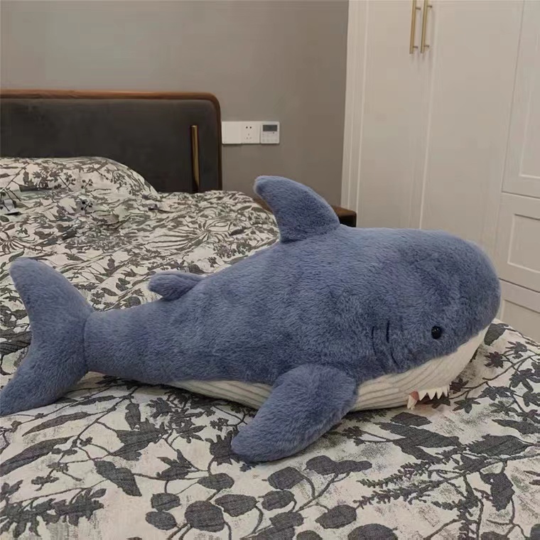 可爱网红鲨鱼睡觉抱枕毛绒玩具超大号床上抱夹腿玩偶布娃娃礼物女