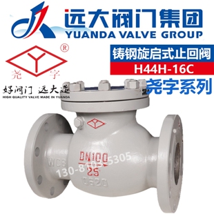 远大阀门H44H-16/25C旋启式水蒸汽单向逆立卧法兰dn100铸钢止回阀