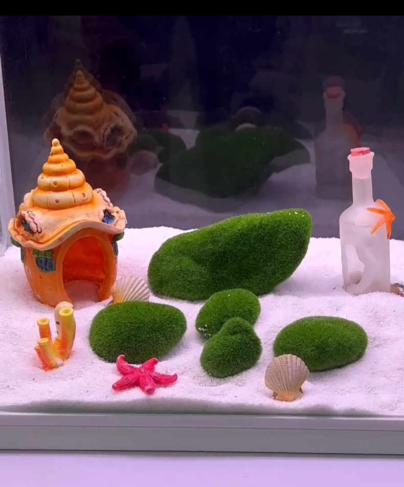 鱼缸造景装彩石长江石 水族箱造景装饰微景观长江石摆件青苔石