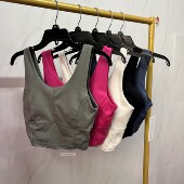 健身衣 带胸垫无袖 运动文胸女弹力紧身性感瑜伽背心夏胖MM大码 短款