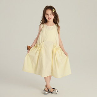 女童大裙摆花边背心裙2026夏新款中大童度假风连衣裙儿童洋气裙子
