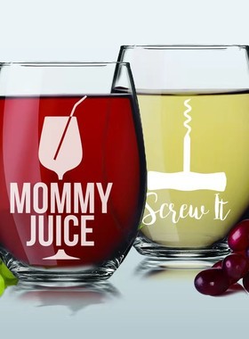 现货供应创意logo洋酒杯水杯果汁饮料杯stemless wine glass 15oz