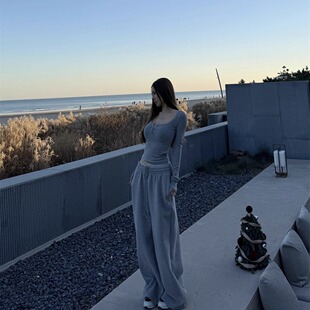 NINASTUDIO  【sk1m* 双腰头】 加绒加厚款 宽松卫裤