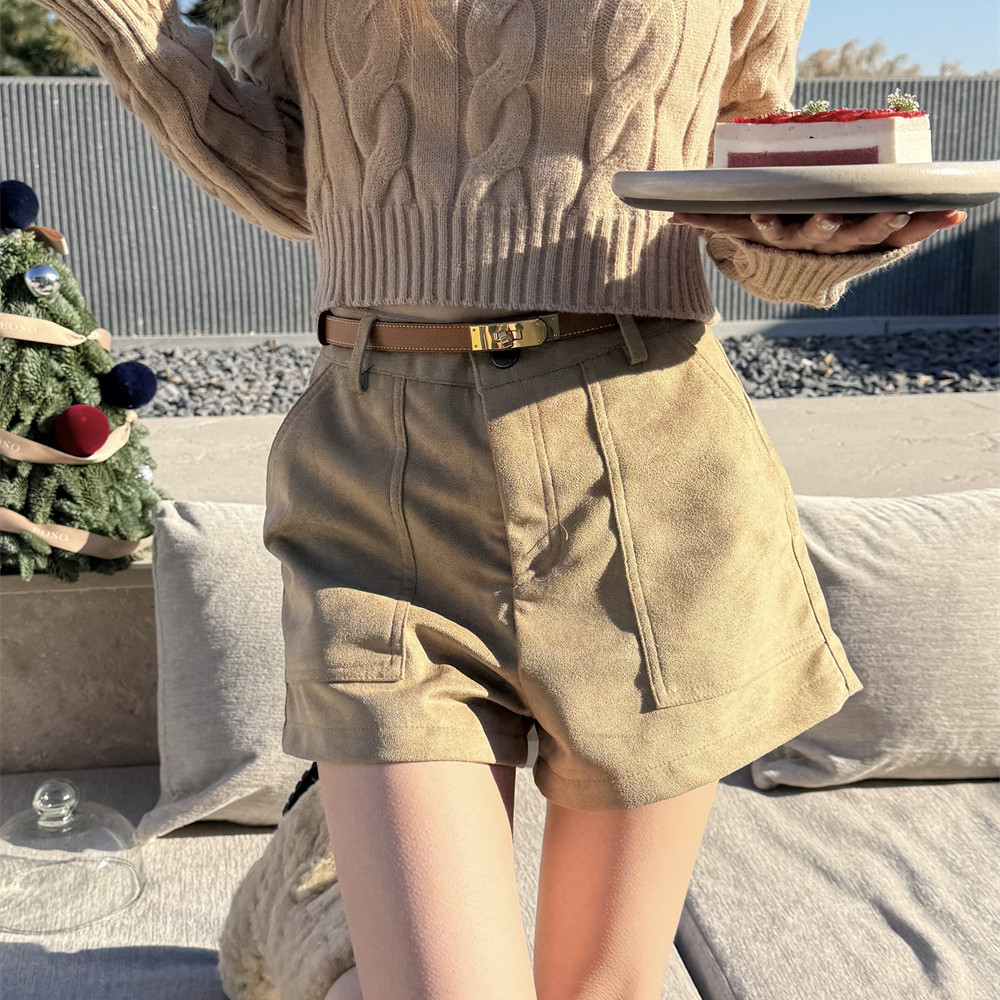 NINASTUDIO  【卡布奇诺】 高腰款 麂皮短裤