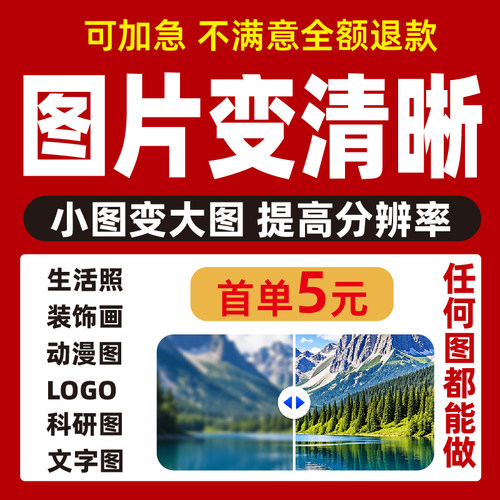 图片清晰度提升模糊照片文字处理ai还原画质修复恢复无损高清放大