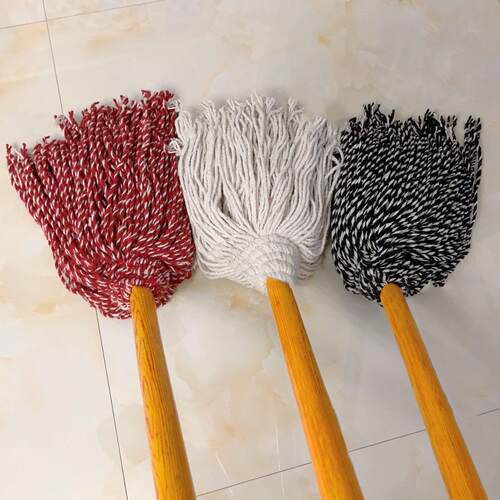 老式棉线圆头木杆吸水一拖净拖把