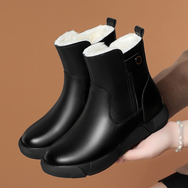 俪芙曼雪地靴冬季棉鞋真皮