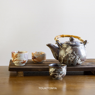 现货日本进口志野烧粗陶复古手绘茶壶茶杯茶器茶具主人杯清酒杯