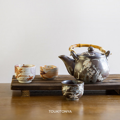 志野烧茶具否粗陶手绘茶壶茶杯