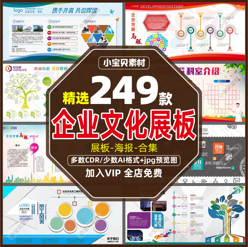 企业文化展板海报形象墙模板公司办公室历程宣传栏挂画设计素材