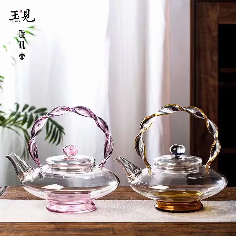 玉见高端女士用玻璃提梁烧水壶