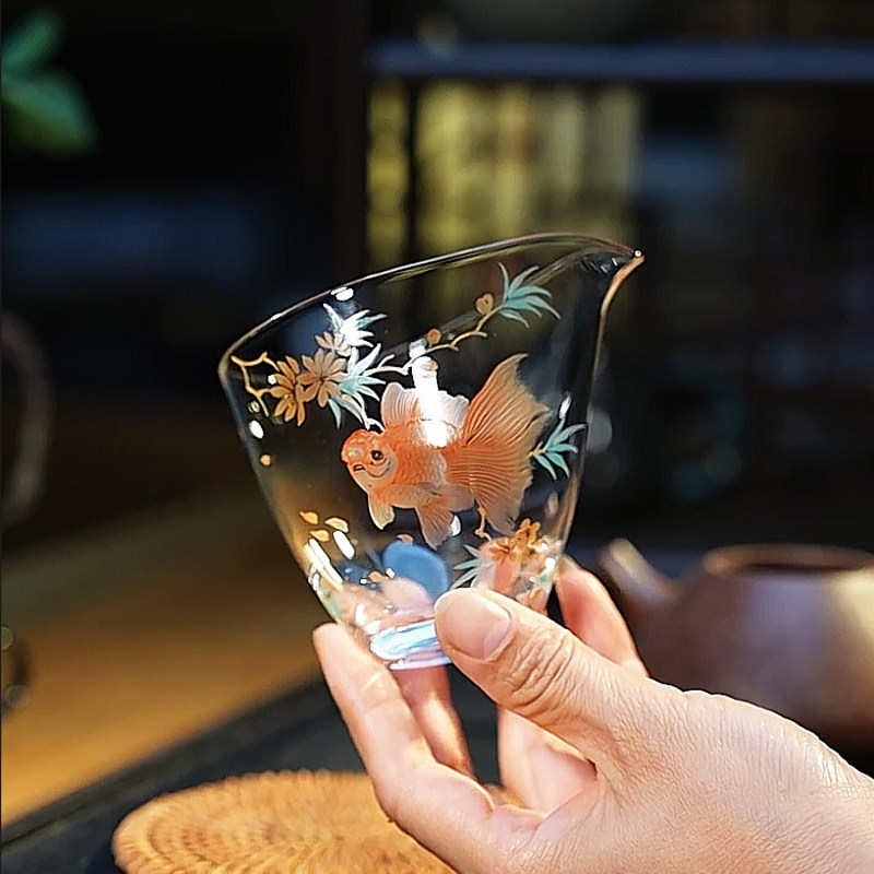 大师纯手工景德镇手绘玻璃公道杯