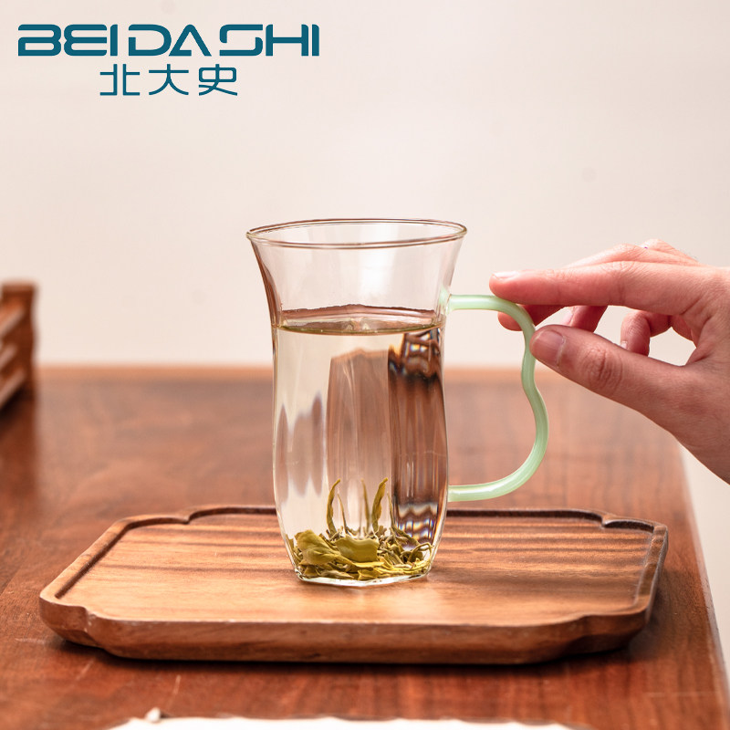 北大史新款高颜值绿茶玻璃泡茶杯图片