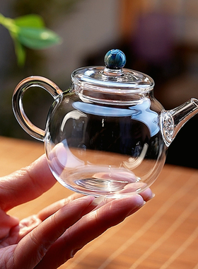 轻奢玻璃泡茶壶家用耐热小号透明迷你纯手工花茶壶带过滤小壶