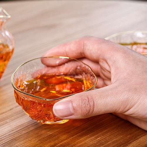 玻璃主人杯加厚锤纹小茶杯