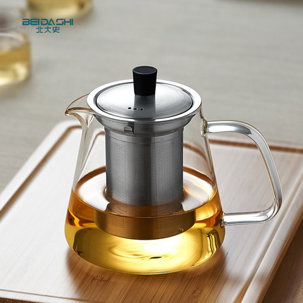 北大史家用玻璃泡茶壶不锈钢过滤加厚耐高温花茶红茶沏茶壶茶具