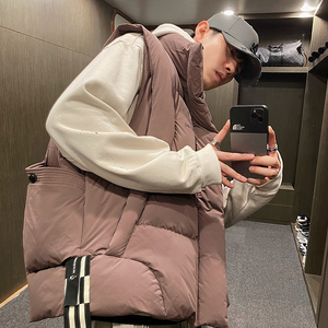 MXD UGLY2024冬季高定设计师宽肩羽绒马甲白鸭绒立领男女面包服潮
