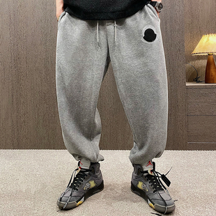 趣味logo撞色大口袋运动裤 男冬季 UGLY加绒加厚垂感宽松束脚裤 MXD