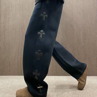 男户外松紧腰抽绳宽松直筒卫裤 潮牌秋冬皮刺绣运动裤 UGLY美式 MXD