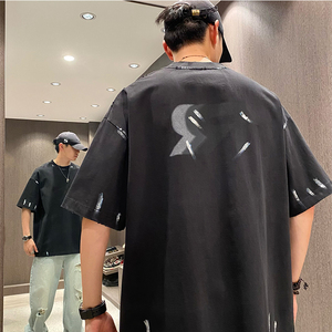 设计感手绘叠影字母重磅纯棉短袖