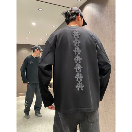 秋季潮牌刺绣高街痞帅宽松长袖T