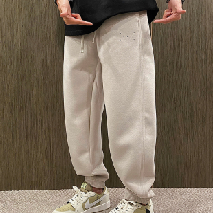 UGLY春季 男松紧腰抽绳运动长裤 新款 休闲束脚卫裤 四点刺绣美式 MXD