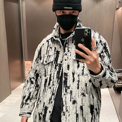 春季时尚肌理感黑白撞色夹克外套