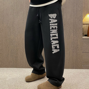 男松紧腰抽绳高街运动裤 MXD UGLY秋冬高定潮牌字母刺绣直筒休闲裤