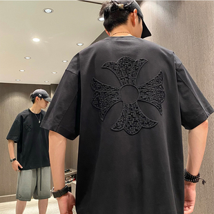 MXD UGLY美式潮牌刺绣编织设计感logo短袖T恤男夏季高街宽松上衣