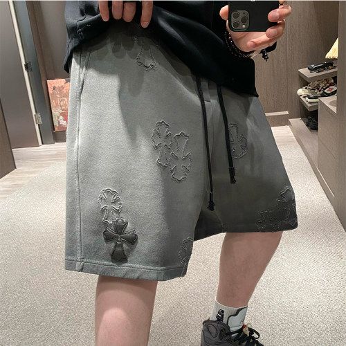 美式复古烧花夏季重磅水洗短裤潮