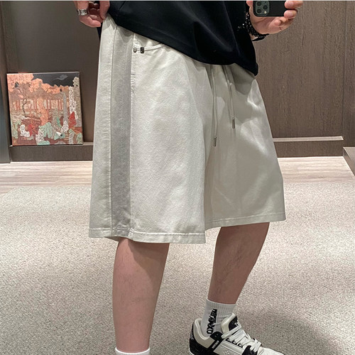 美式复古运动休闲拼色潮牌短裤男