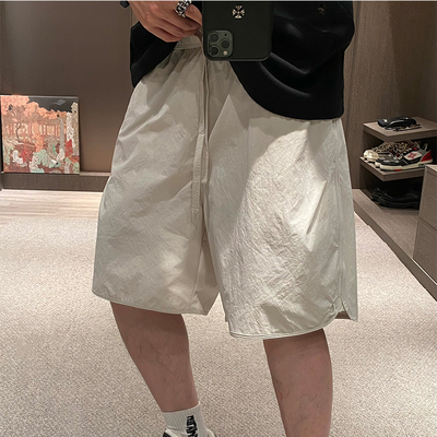 夏季户外松紧腰纯色透气薄款短裤