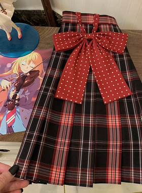 新品【红雀信笺】绊JK制服格裙正版原创红色系显白半身裙
