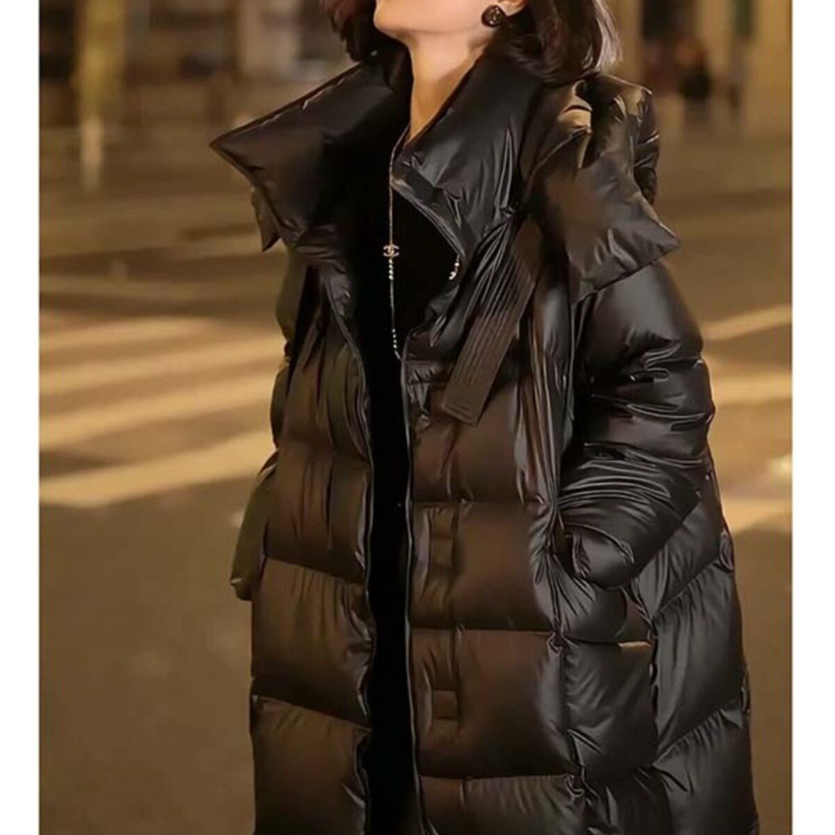 黑色超蓬松高级感棉服女2026新款冬季中长版气质保暖外套ins棉衣
