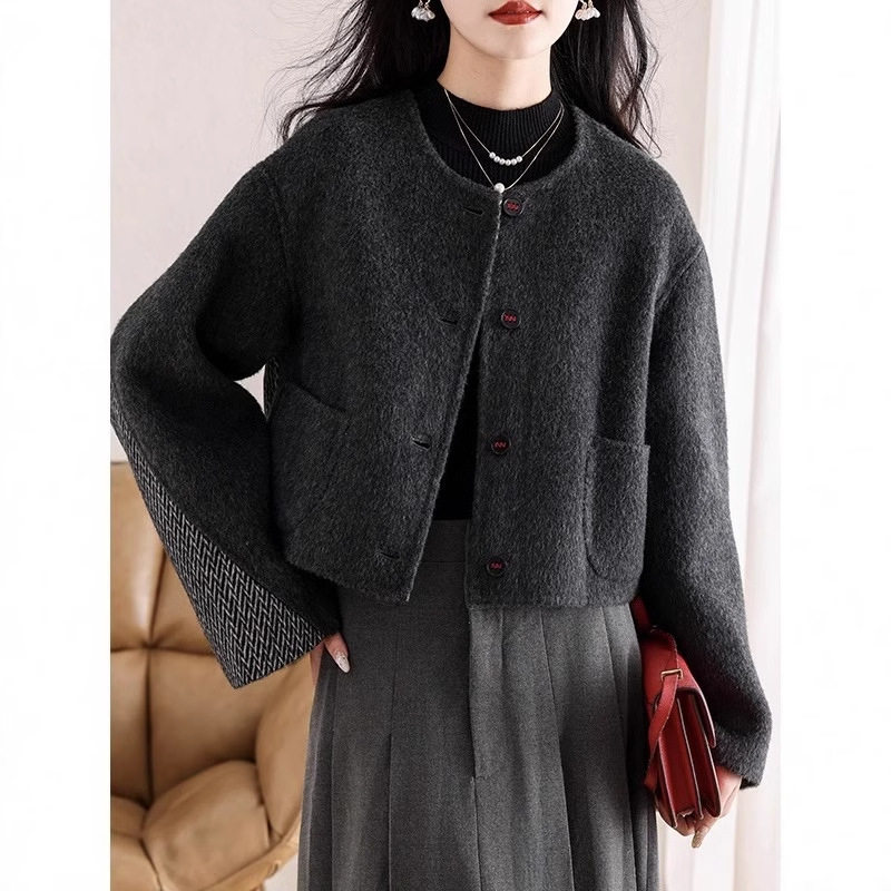 2025秋季新款双面羊毛大衣女短款高级感驼绒小香风毛呢外套小个子,女装/女士精品,毛呢外套,淘宝优惠券,粉丝福利购,淘宝优惠卷