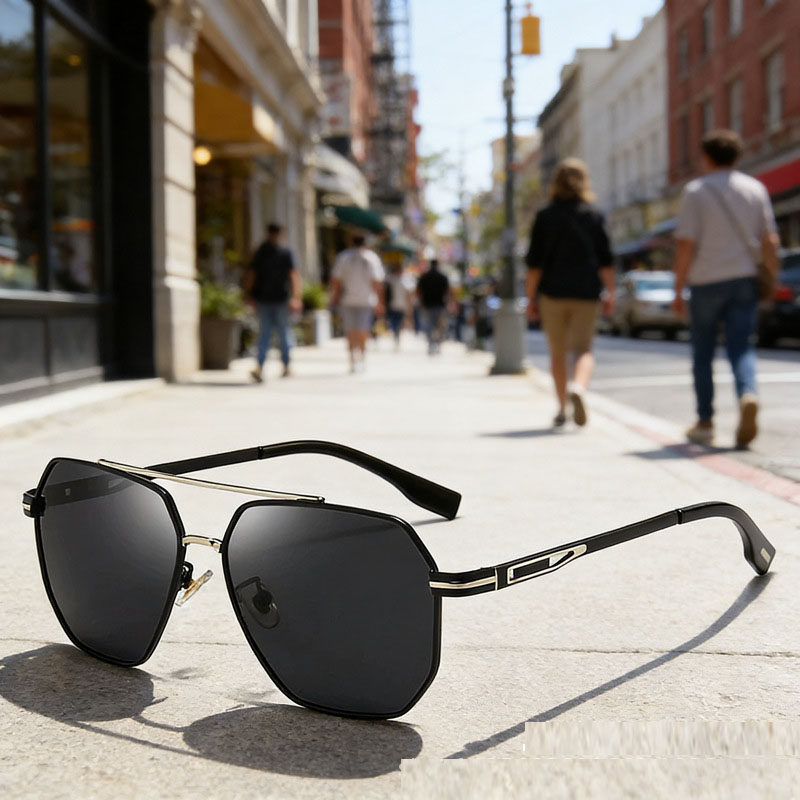 时尚飞行员近视太阳镜男女大框金属墨镜防紫外线开车驾驶镜跨境
