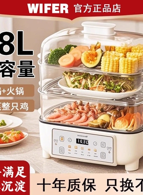 德国2025新款电蒸锅多功能家用三容量48L蒸煮炖一体早餐机层大