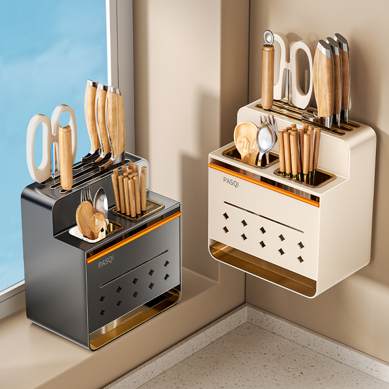 刀架置物架筷笼一体厨房刀具筷子筒收纳多功能壁挂菜刀架台面刀座