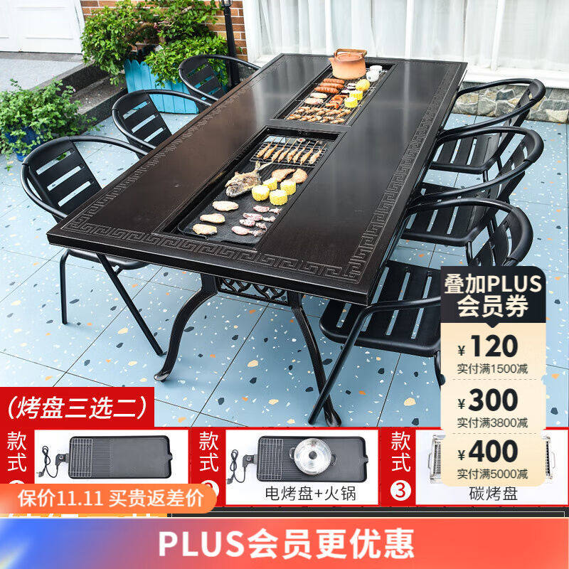 步步娇户外桌椅庭院烧烤家用电烤组合室外露天露台别墅室外花园铸怎么看?