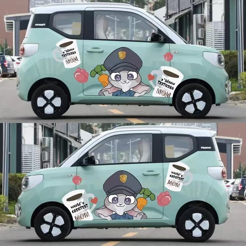 疯狂动物城小型汽车身贴纸3D动画电影尼克朱迪兔警官车身装饰贴画