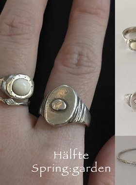 韩系小众设计mars25自制复古手工925银奶糖小钻戒指复古时尚做旧