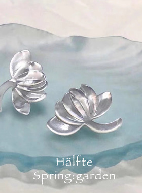Halfte 原创设计 手作美丽清雅睡莲贝母耳钉耳夹