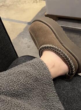 胡桃木显白~~精致又显瘦！厚底增高加绒毛毛保暖包头棉鞋雪地靴女