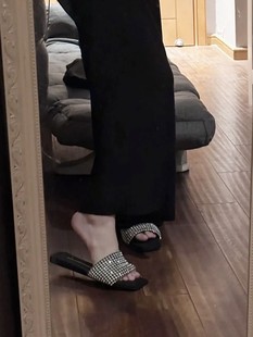 太美丽、好看!水钻平底外穿凉拖鞋女