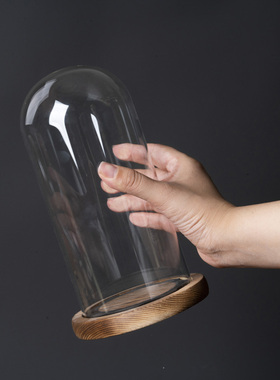 EVA火烧色底座玻璃罩透明防滑展示盒干花人偶积木手模手办防尘罩