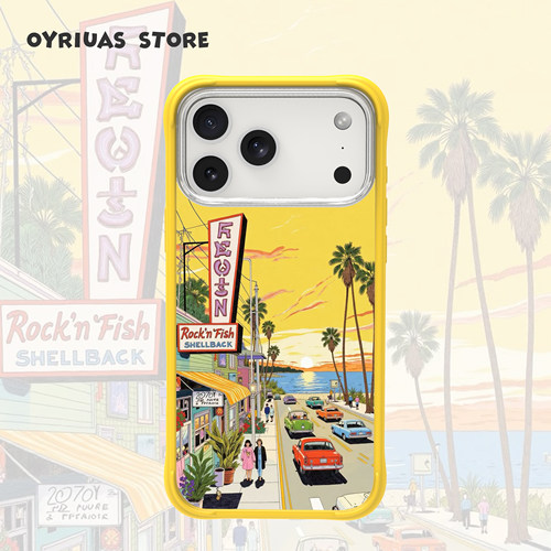 Oyriuas 海滨黄昏 适用苹果16pm/17pm磨砂磁吸可拆卸液态硅胶手机壳全包保护套磨砂背板抗指纹防摔可爱保护套