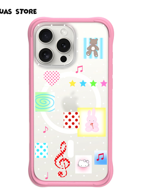 Oyriuas 磨砂磁吸夏日音乐会 适用iPhone16promax 可拆卸硅胶边框手机壳二合一 拼贴风 波点